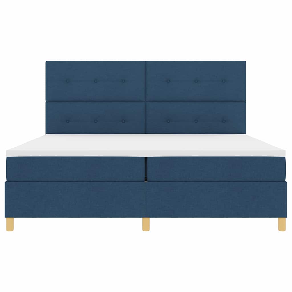 vidaXL Κρεβάτι με ελατήρια με κεφαλάρι Μπλε 200 x 200 cm ύφασμα