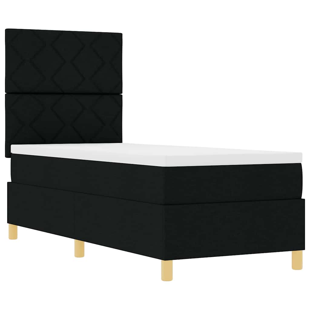 vidaXL Κρεβάτι με ελατήρια με κεφαλάρι Μαύρο 80 x 200 cm ύφασμα