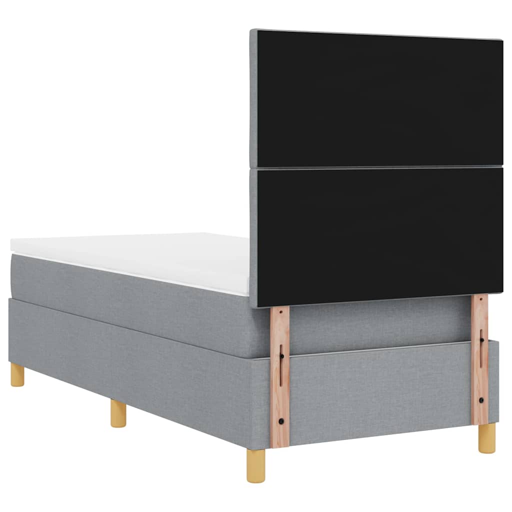 vidaXL Κρεβάτι με ελατήρια με κεφαλάρι Ανοιχτό γκρι 90 x 190 cm ύφασμα