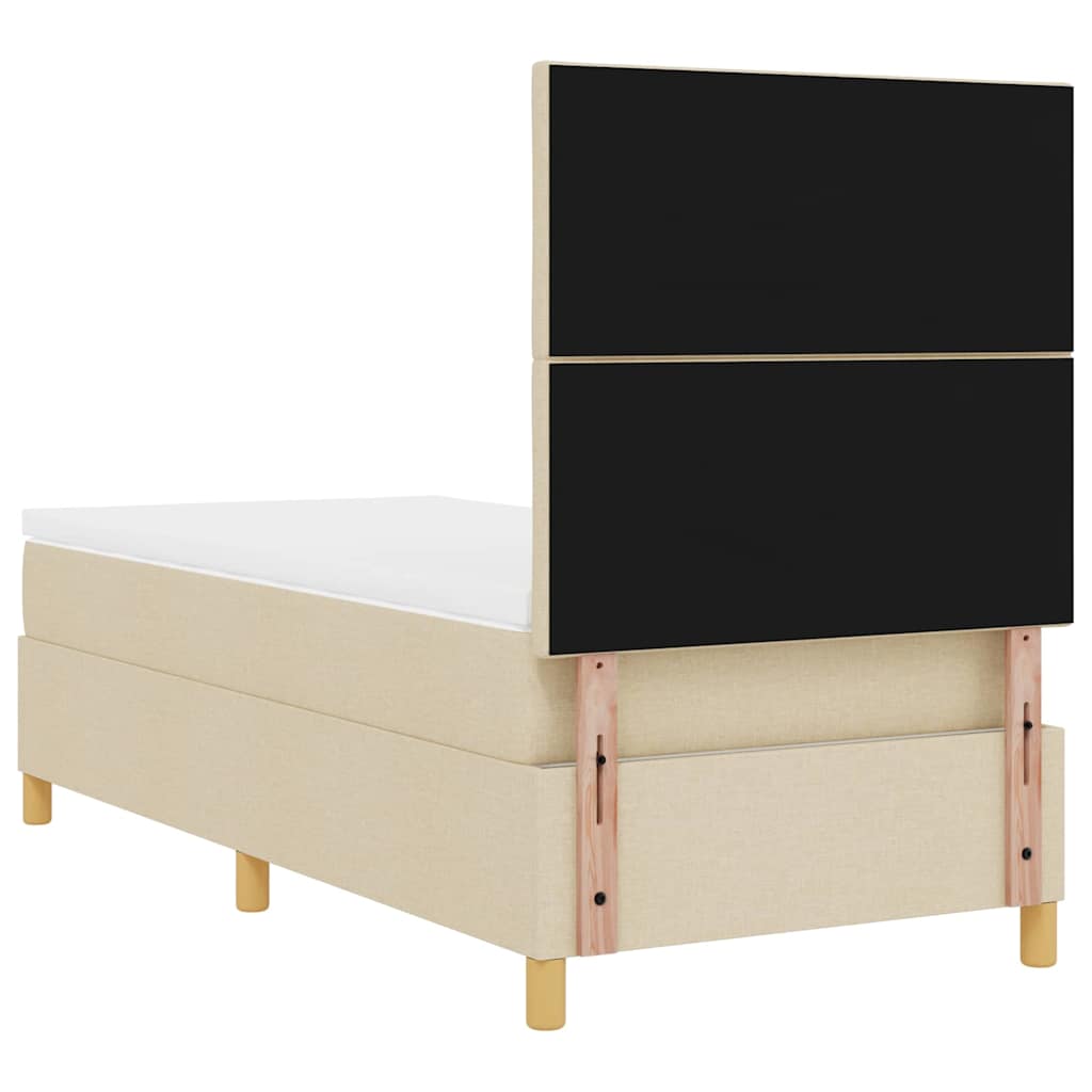 vidaXL Κρεβάτι με ελατήρια με κεφαλάρι Κρεμ 90 x 200 cm ύφασμα