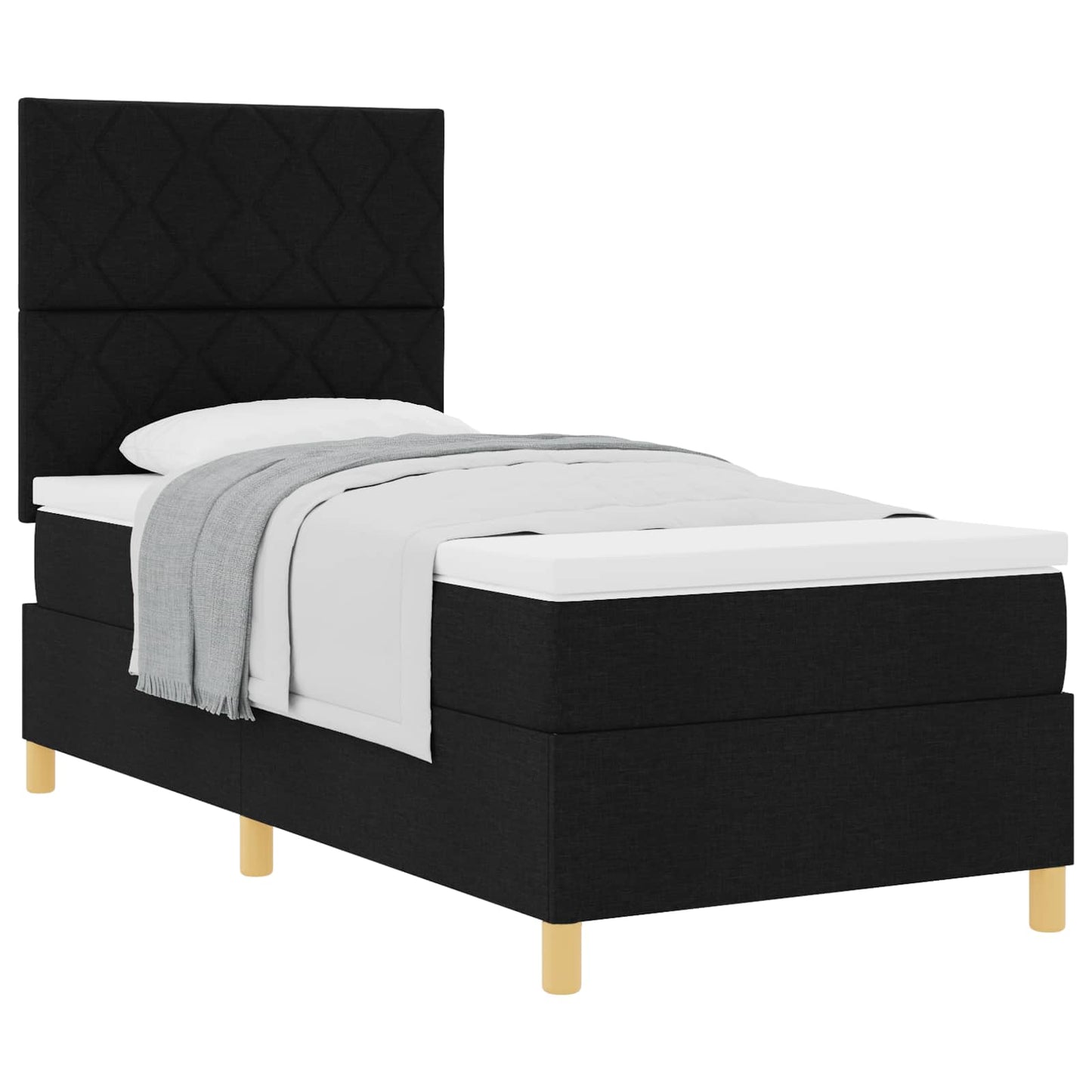 vidaXL Κρεβάτι με ελατήρια με κεφαλάρι Μαύρο 100 x 200 cm ύφασμα