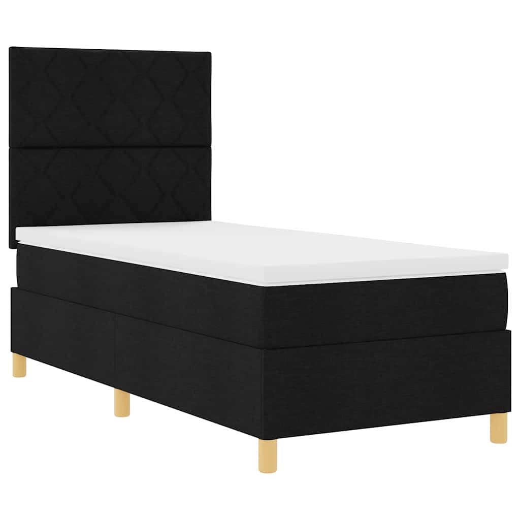 vidaXL Κρεβάτι με ελατήρια με κεφαλάρι Μαύρο 100 x 200 cm ύφασμα