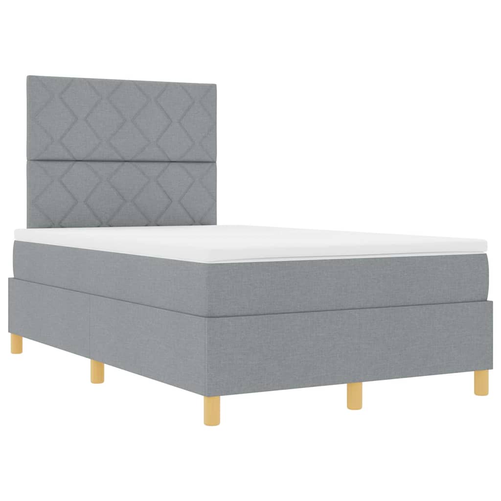 vidaXL Κρεβάτι με ελατήρια Ανοιχτό γκρι 120 x 190 cm ύφασμα