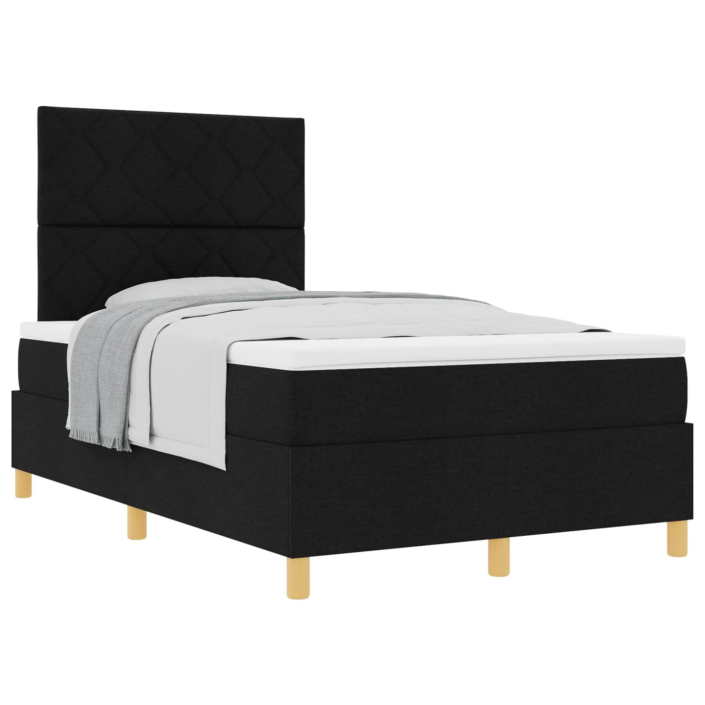 vidaXL Κρεβάτι με ελατήρια με κεφαλάρι Μαύρο 120 x 190 cm ύφασμα