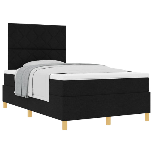 vidaXL Κρεβάτι με ελατήρια με κεφαλάρι Μαύρο 120 x 190 cm ύφασμα