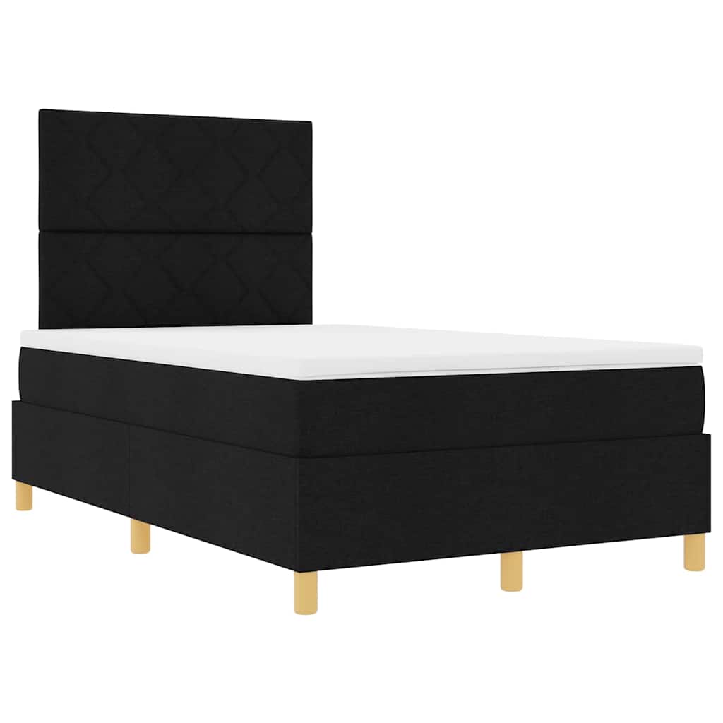 vidaXL Κρεβάτι με ελατήρια με κεφαλάρι Μαύρο 120 x 190 cm ύφασμα