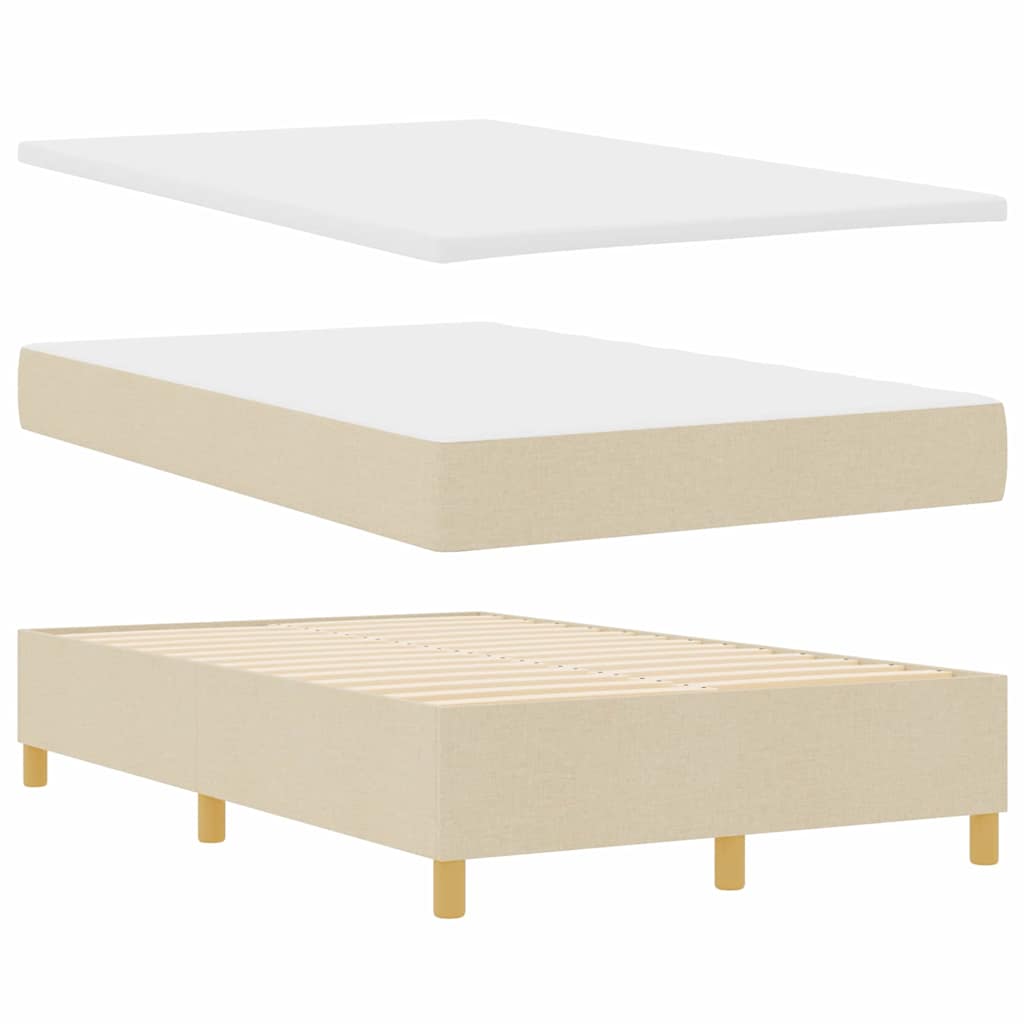 vidaXL Κρεβάτι με ελατήρια με κεφαλάρι Κρεμ 120 x 190 cm ύφασμα