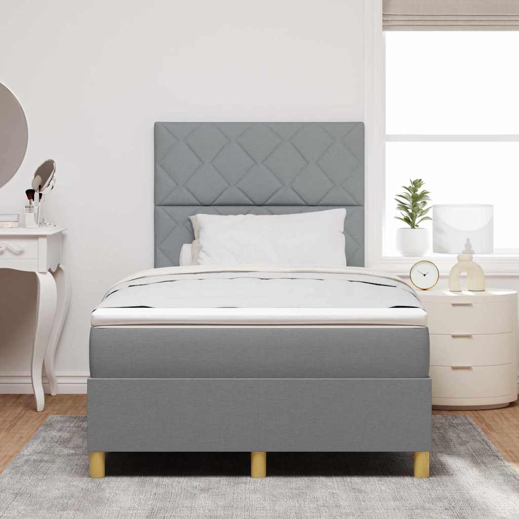 vidaXL Κρεβάτι με ελατήρια Ανοιχτό γκρι 120 x 200 cm ύφασμα