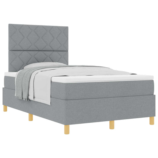 vidaXL Κρεβάτι με ελατήρια Ανοιχτό γκρι 120 x 200 cm ύφασμα