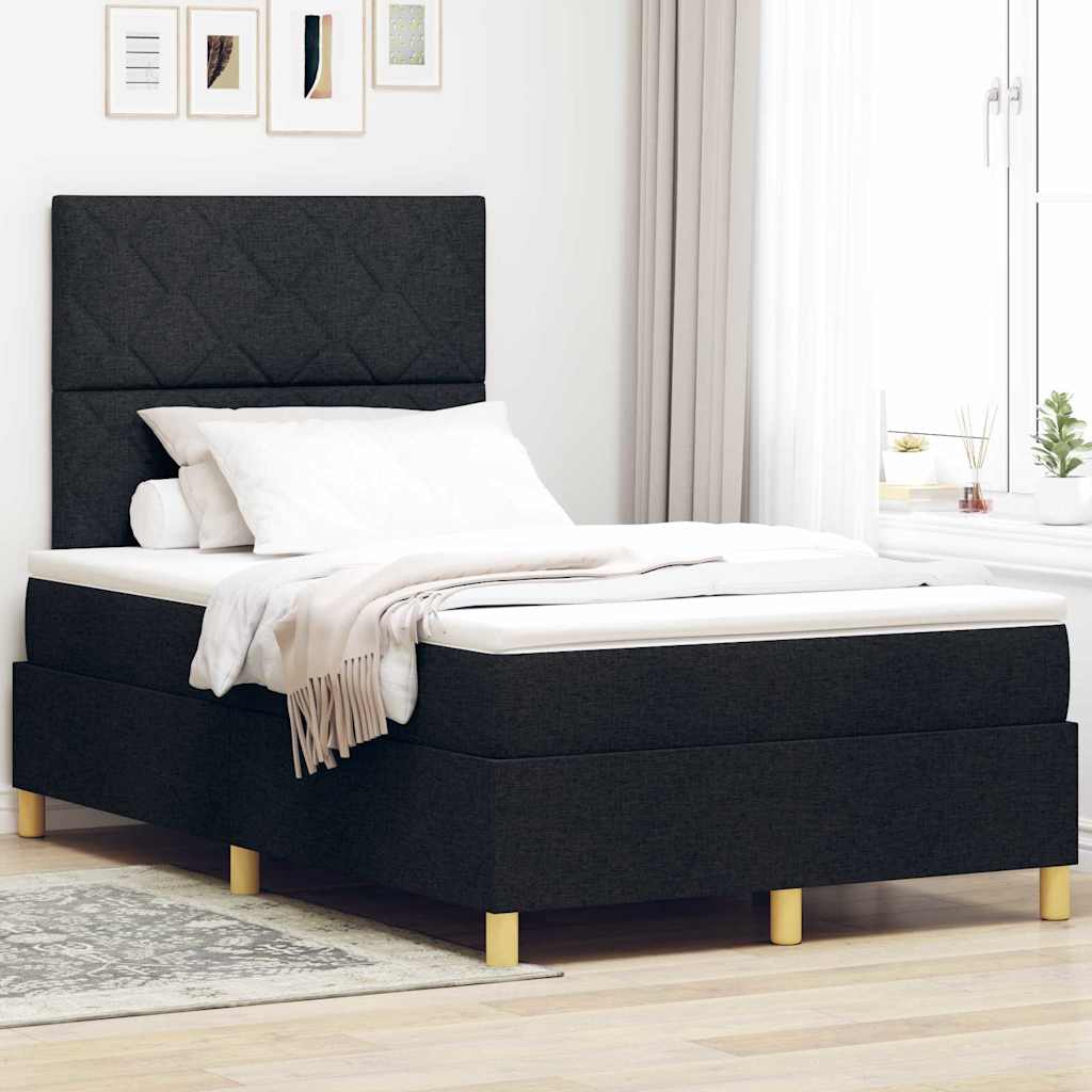vidaXL Κρεβάτι με ελατήρια με κεφαλάρι Μαύρο 120 x 200 cm ύφασμα