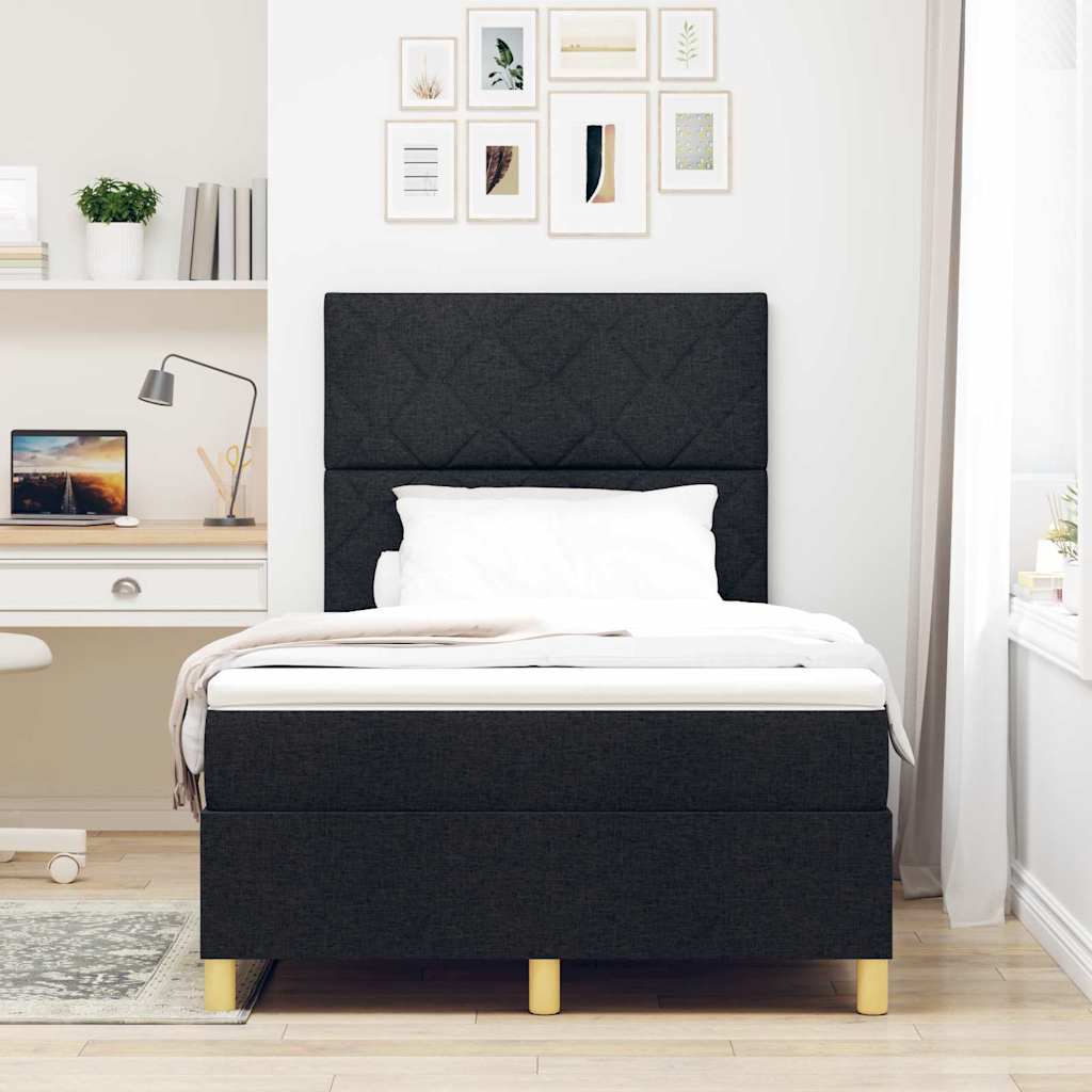 vidaXL Κρεβάτι με ελατήρια με κεφαλάρι Μαύρο 120 x 200 cm ύφασμα