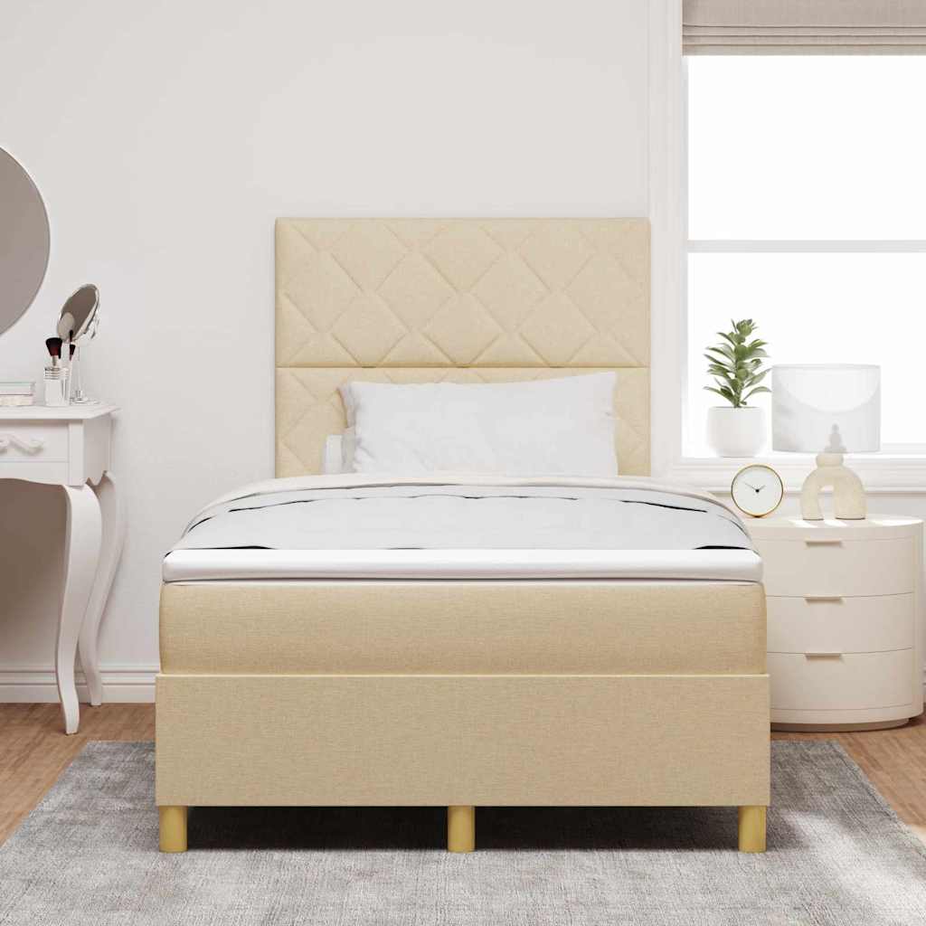 vidaXL Κρεβάτι με ελατήρια με κεφαλάρι Κρεμ 120 x 200 cm ύφασμα
