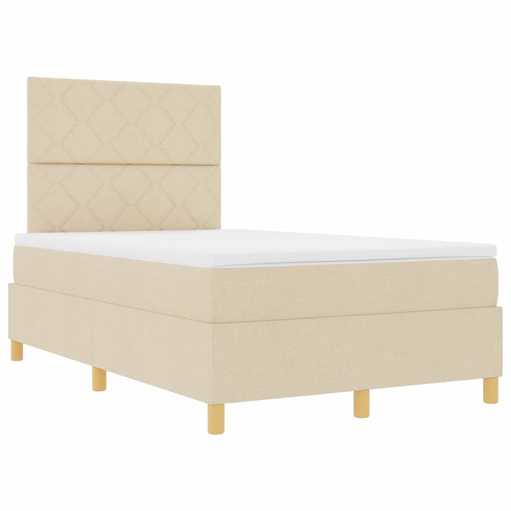 vidaXL Κρεβάτι με ελατήρια με κεφαλάρι Κρεμ 120 x 200 cm ύφασμα