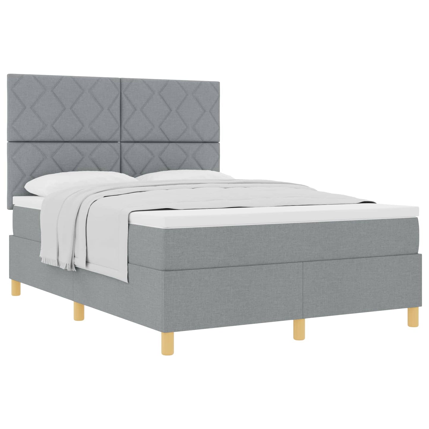 vidaXL Κρεβάτι με ελατήρια Ανοιχτό γκρι 140 x 200 cm ύφασμα
