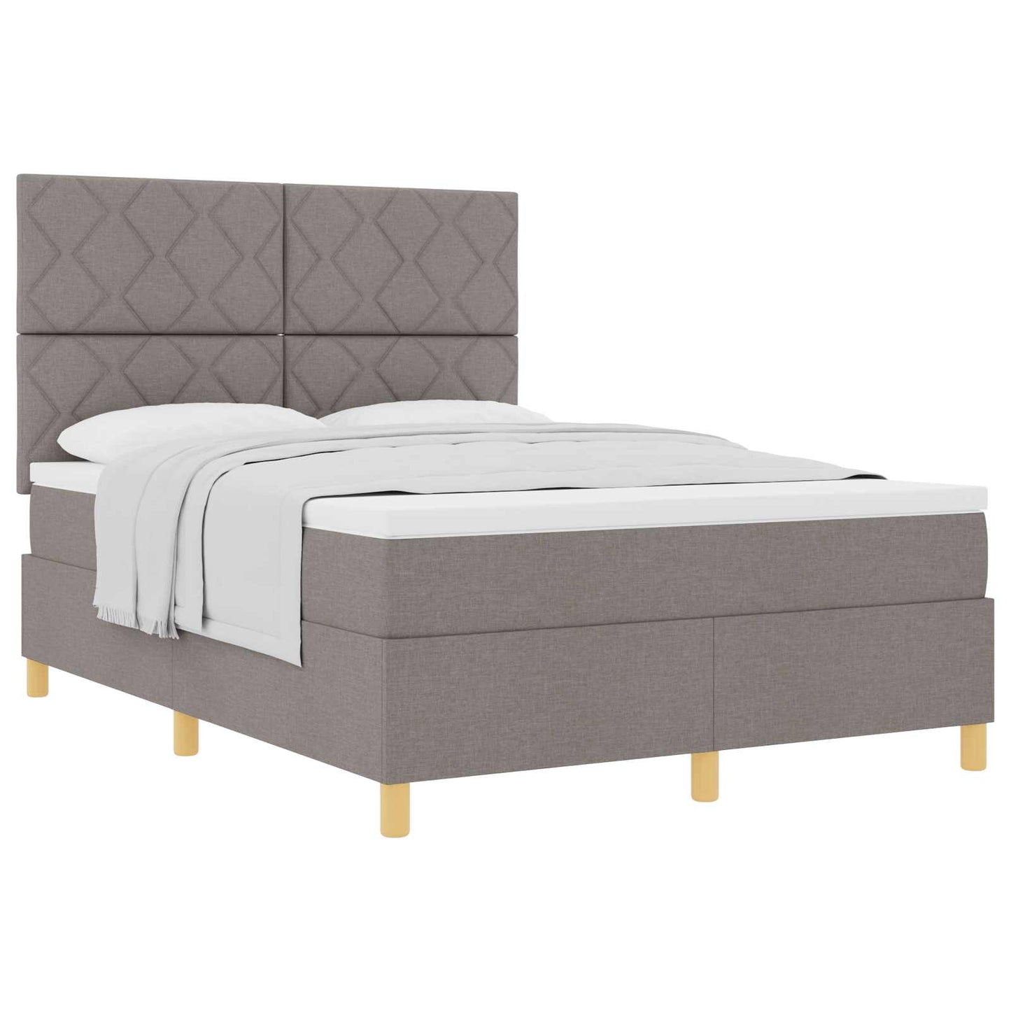 vidaXL Κρεβάτι με ελατήρια με κεφαλάρι Taupe 140 x 200 cm ύφασμα