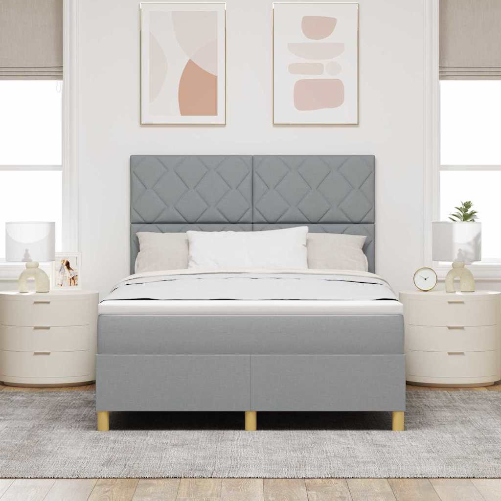 vidaXL Κρεβάτι με ελατήρια Ανοιχτό γκρι 160 x 200 cm ύφασμα