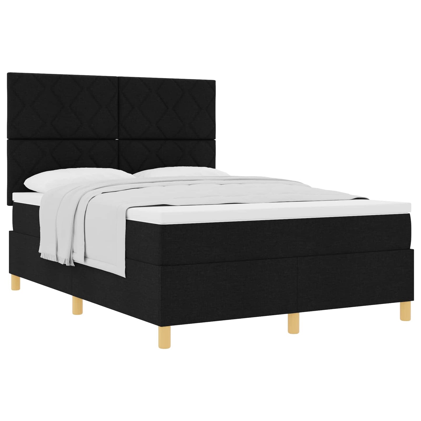 vidaXL Κρεβάτι με ελατήρια με κεφαλάρι Μαύρο 160 x 200 cm ύφασμα