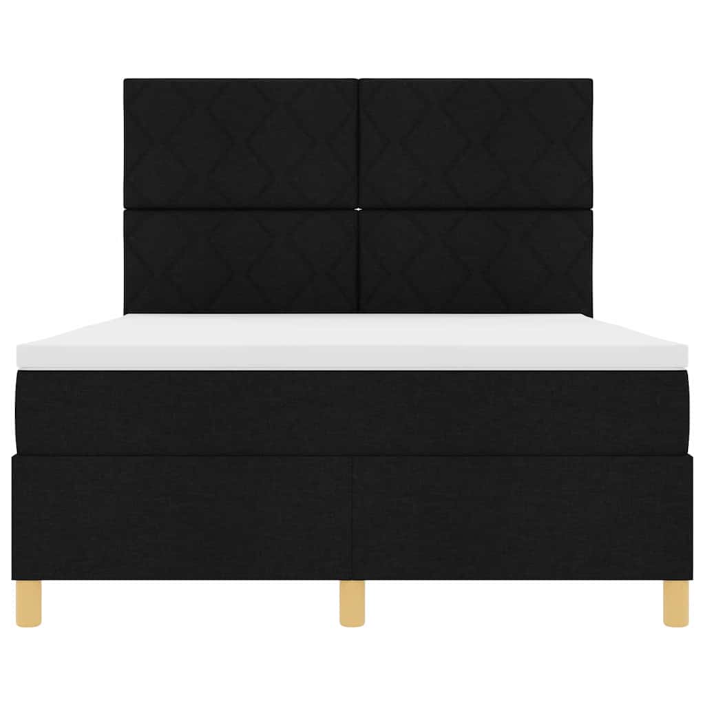 vidaXL Κρεβάτι με ελατήρια με κεφαλάρι Μαύρο 160 x 200 cm ύφασμα