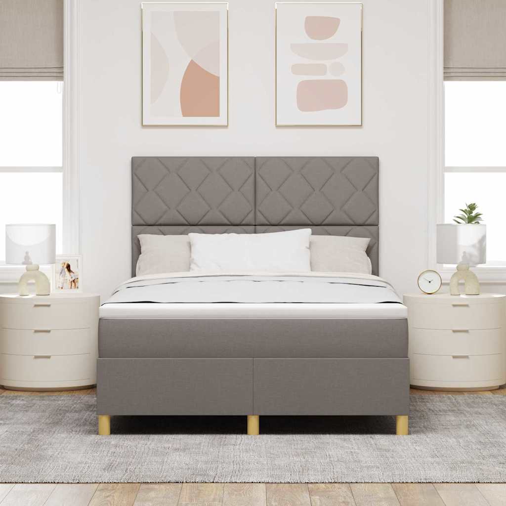 vidaXL Κρεβάτι με ελατήρια με κεφαλάρι Taupe 160 x 200 cm ύφασμα