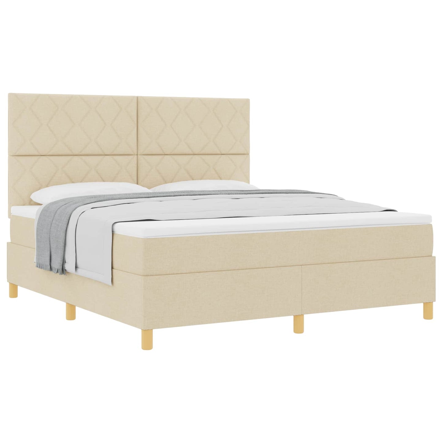 vidaXL Κρεβάτι με ελατήρια με κεφαλάρι Κρεμ 180 x 200 cm ύφασμα