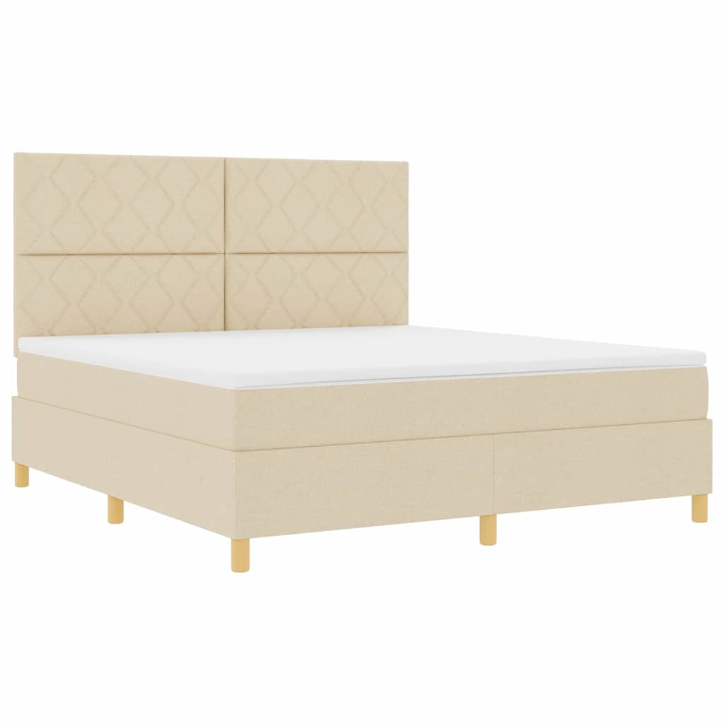 vidaXL Κρεβάτι με ελατήρια με κεφαλάρι Κρεμ 180 x 200 cm ύφασμα