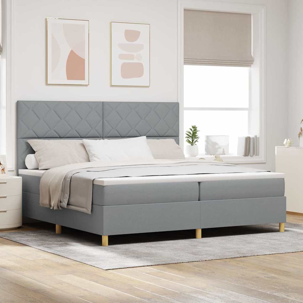 vidaXL Κρεβάτι με ελατήρια Ανοιχτό γκρι 200 x 200 cm ύφασμα
