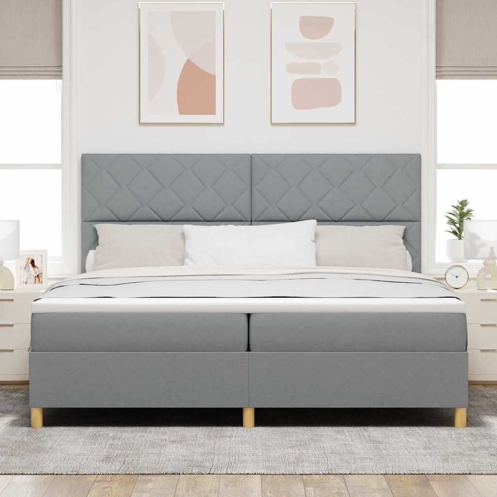 vidaXL Κρεβάτι με ελατήρια Ανοιχτό γκρι 200 x 200 cm ύφασμα