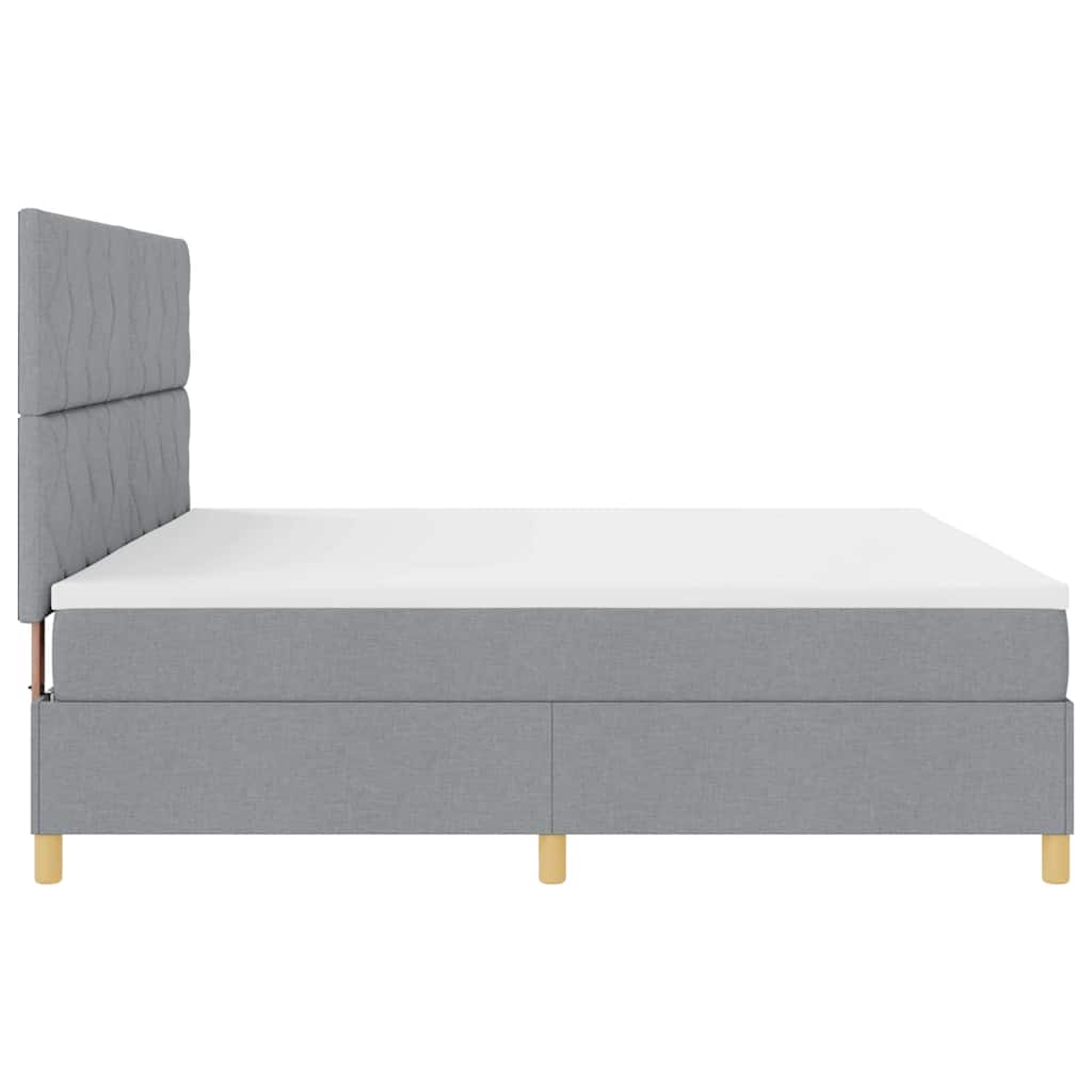 vidaXL Κρεβάτι με ελατήρια Ανοιχτό γκρι 200 x 200 cm ύφασμα
