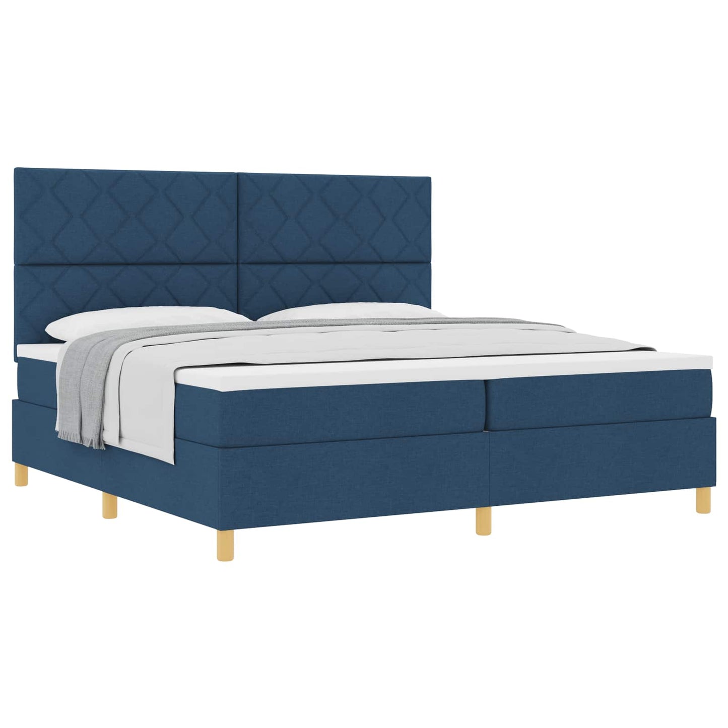 vidaXL Κρεβάτι με ελατήρια με κεφαλάρι Μπλε 200 x 200 cm ύφασμα