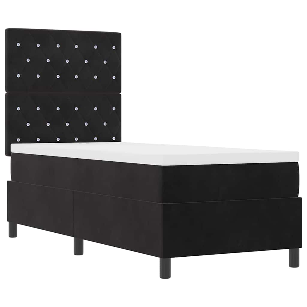 vidaXL Κρεβάτι με ελατήρια με στρώμα Μαύρο 80 x 200 cm Βελούδο