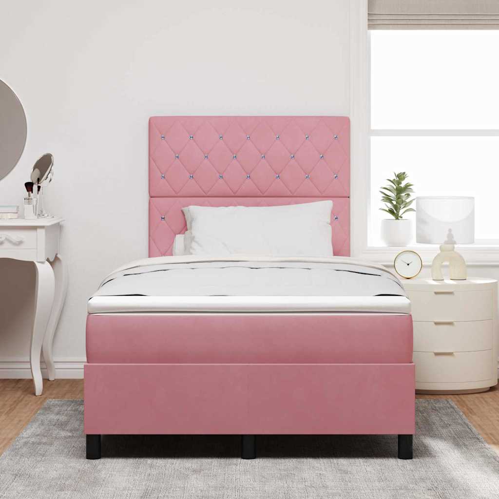 vidaXL Κρεβάτι με ελατήρια με στρώμα Ροζ 120 x 200 cm Βελούδο