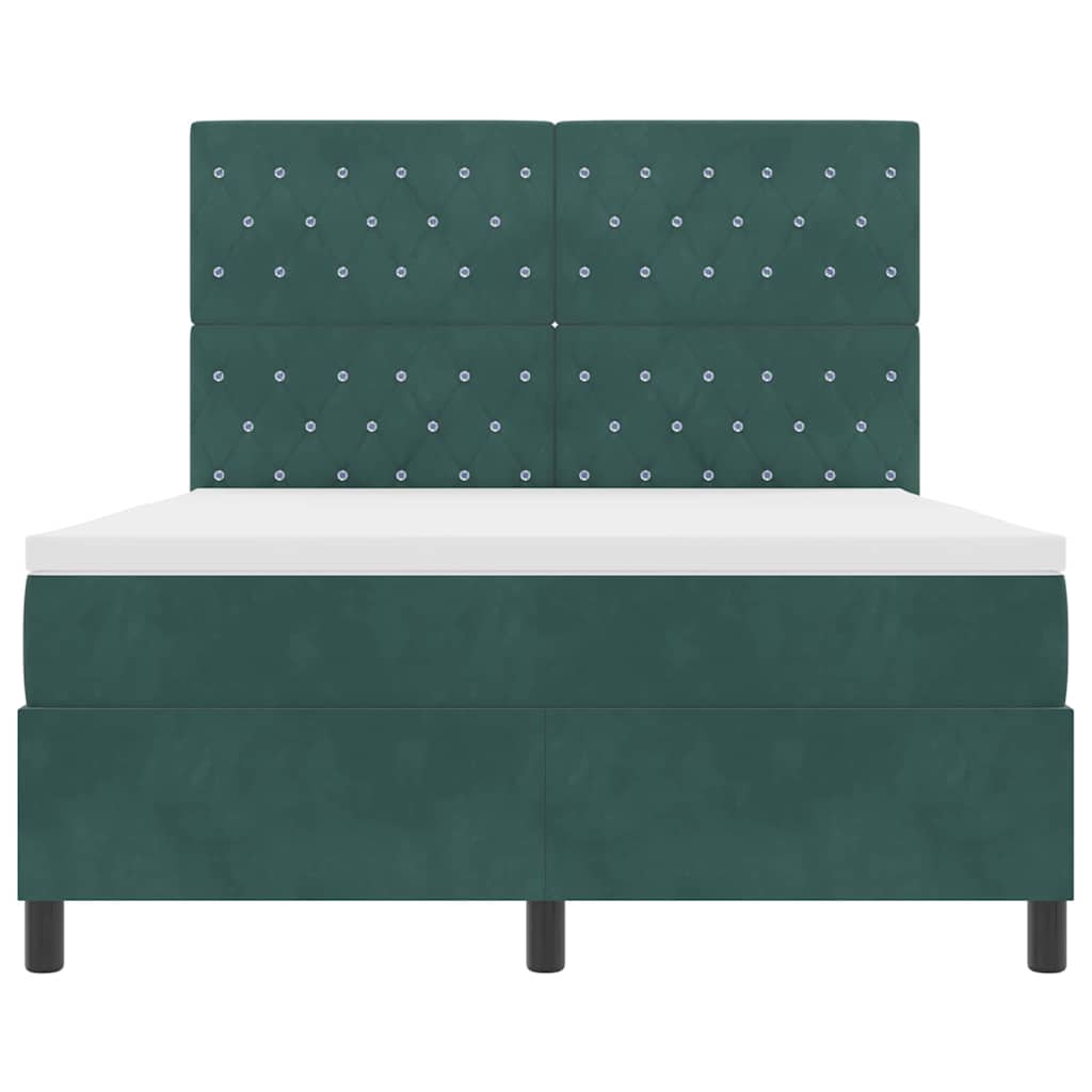 vidaXL Κρεβάτι με ελατήρια Σκούρο Πράσινο 140 x 190 cm Βελούδο