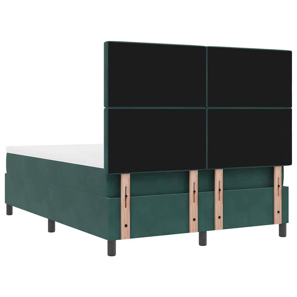 vidaXL Κρεβάτι με ελατήρια Σκούρο Πράσινο 140 x 200 cm Βελούδο