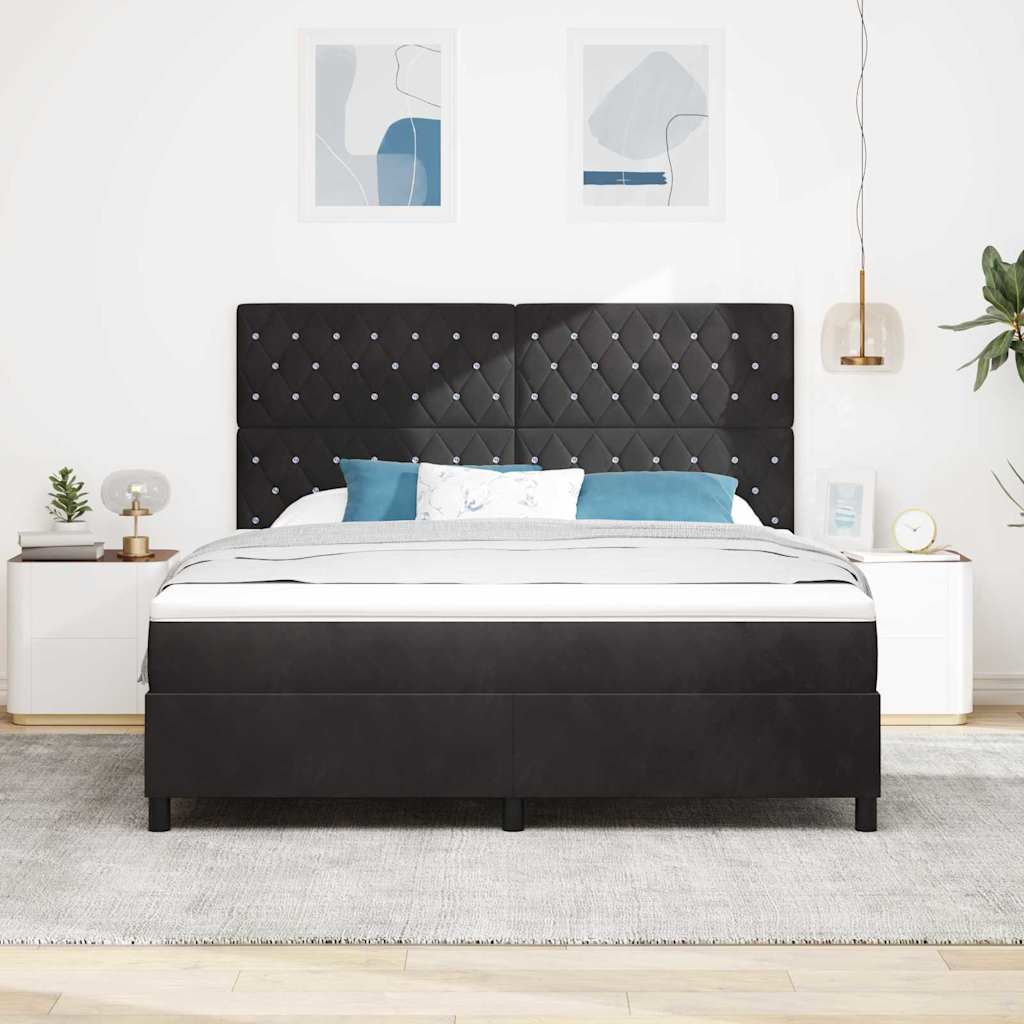 vidaXL Κρεβάτι με ελατήρια με στρώμα Μαύρο 180 x 200 cm Βελούδο