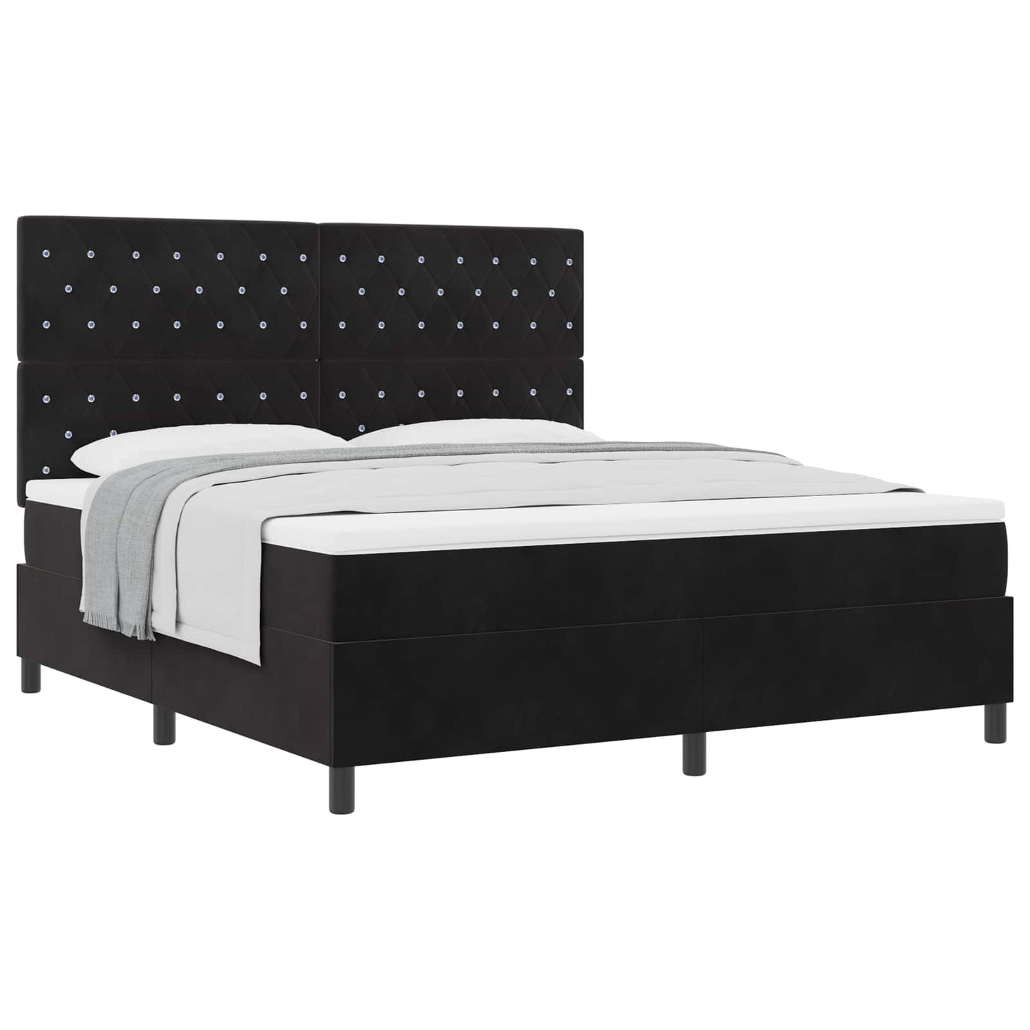 vidaXL Κρεβάτι με ελατήρια με στρώμα Μαύρο 180 x 200 cm Βελούδο