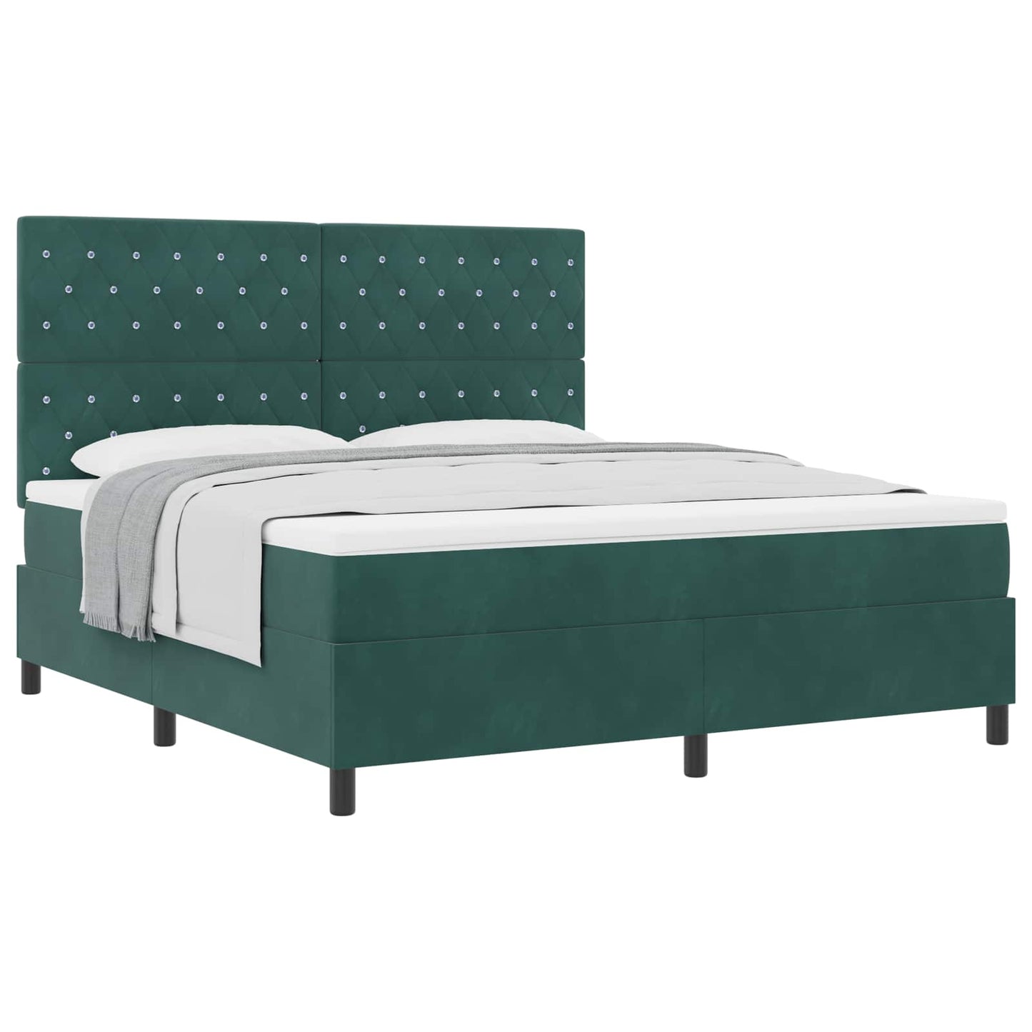vidaXL Κρεβάτι με ελατήρια Σκούρο Πράσινο 180 x 200 cm Βελούδο