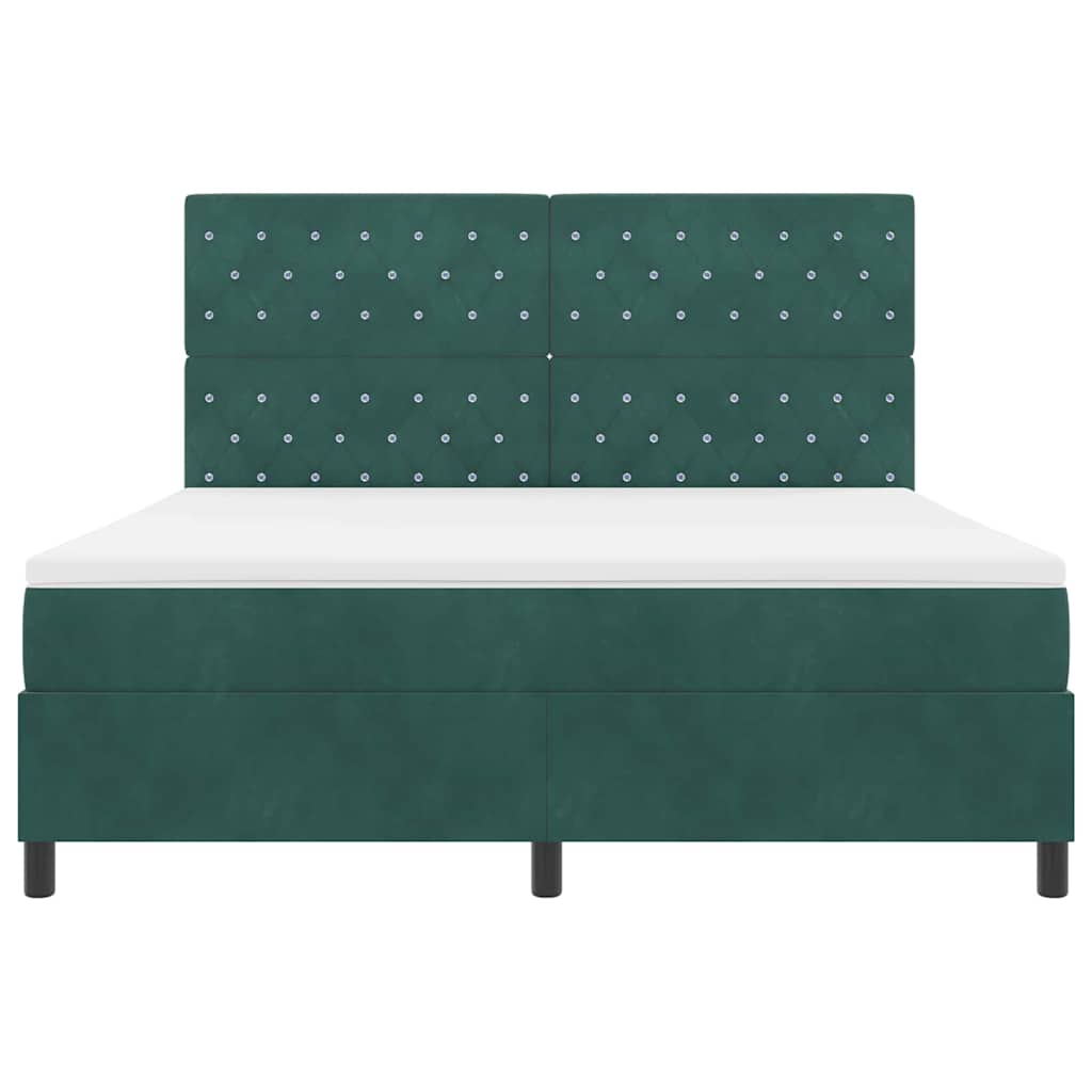 vidaXL Κρεβάτι με ελατήρια Σκούρο Πράσινο 180 x 200 cm Βελούδο