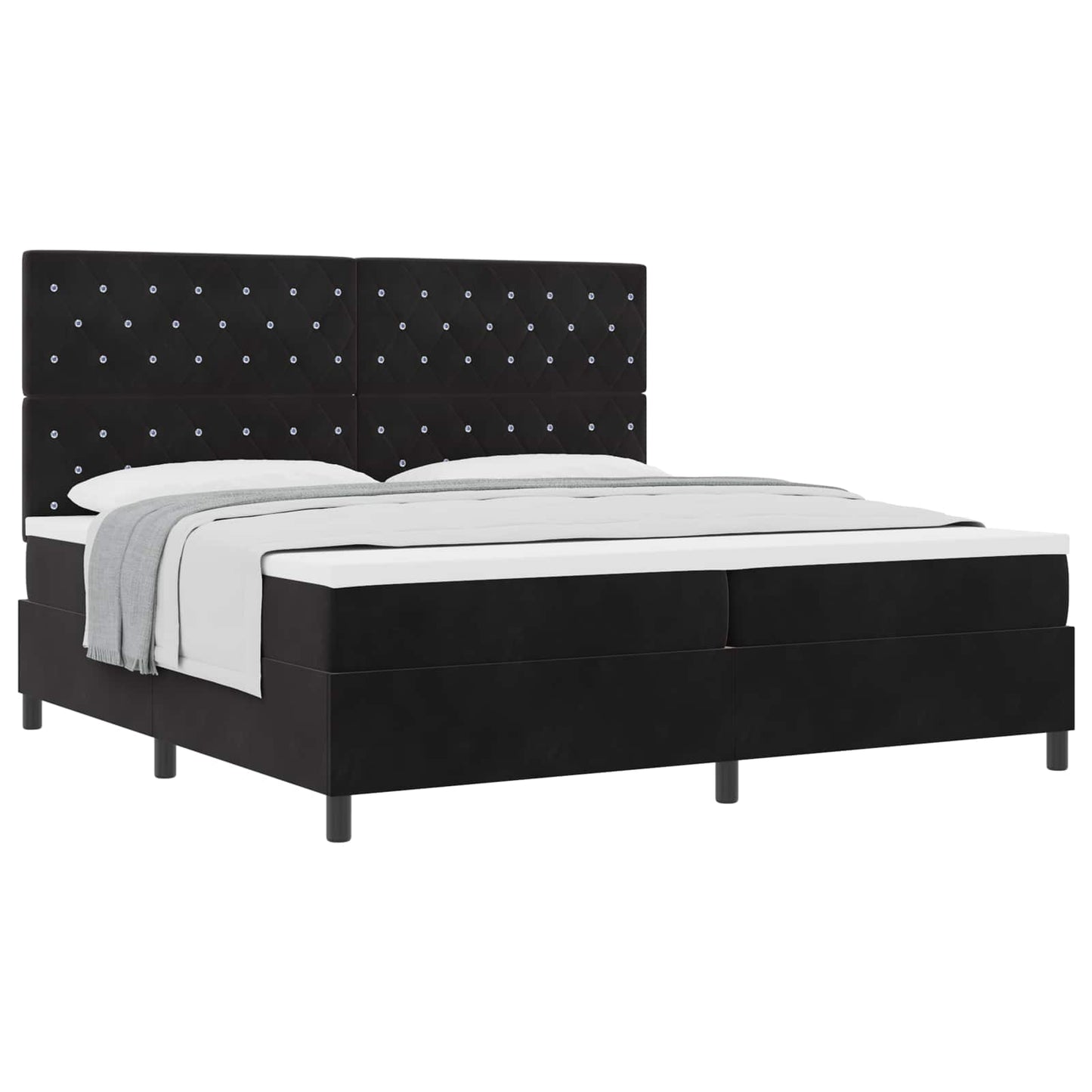 vidaXL Κρεβάτι με ελατήρια με στρώμα Μαύρο 200 x 200 cm Βελούδο