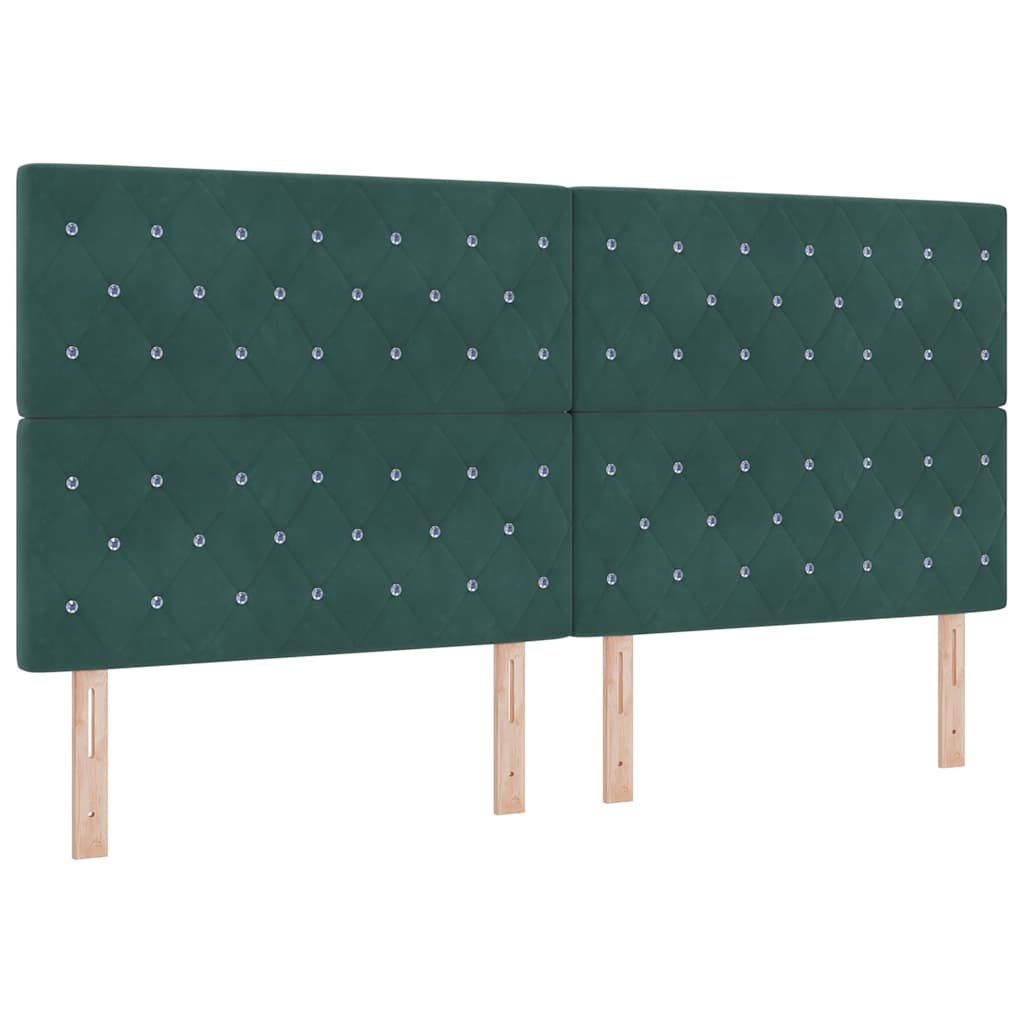 vidaXL Κρεβάτι με ελατήρια Σκούρο Πράσινο 200 x 200 cm Βελούδο