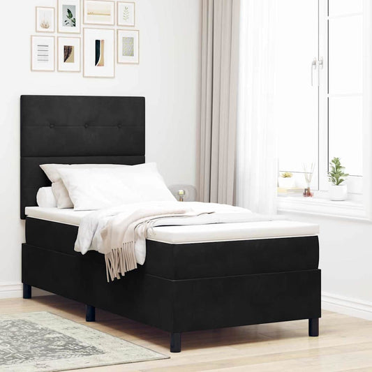 vidaXL Κρεβάτι με ελατήρια με κεφαλάρι Μαύρο 80 x 200 cm Βελούδο