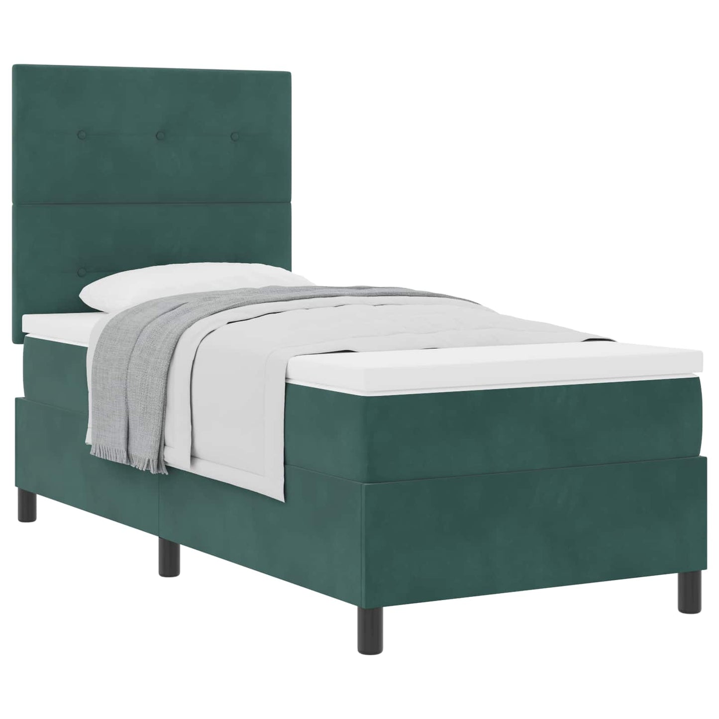 vidaXL Κρεβάτι με ελατήρια Σκούρο Πράσινο 90 x 190 cm Βελούδο