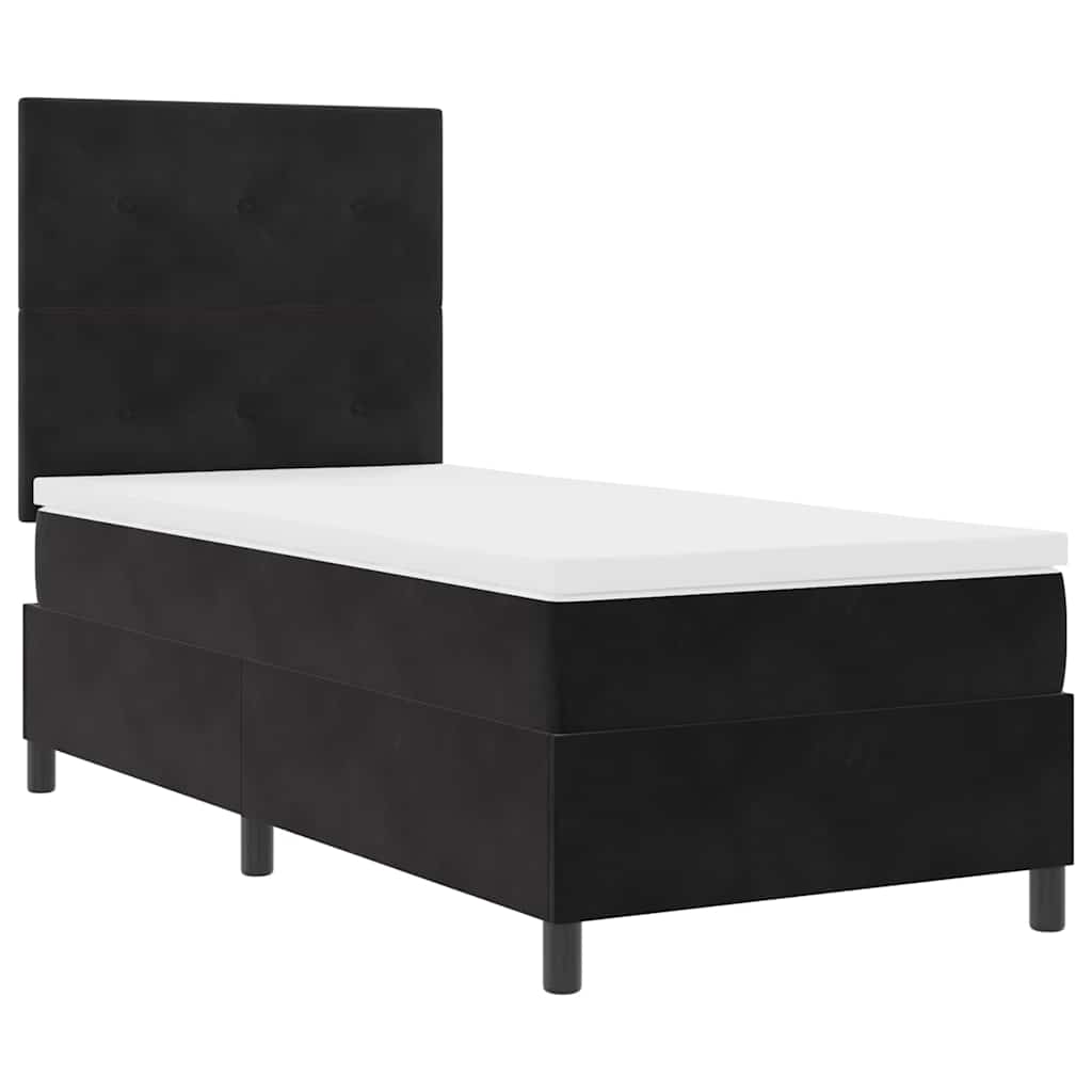 vidaXL Κρεβάτι με ελατήρια με κεφαλάρι Μαύρο 90 x 200 cm Βελούδο
