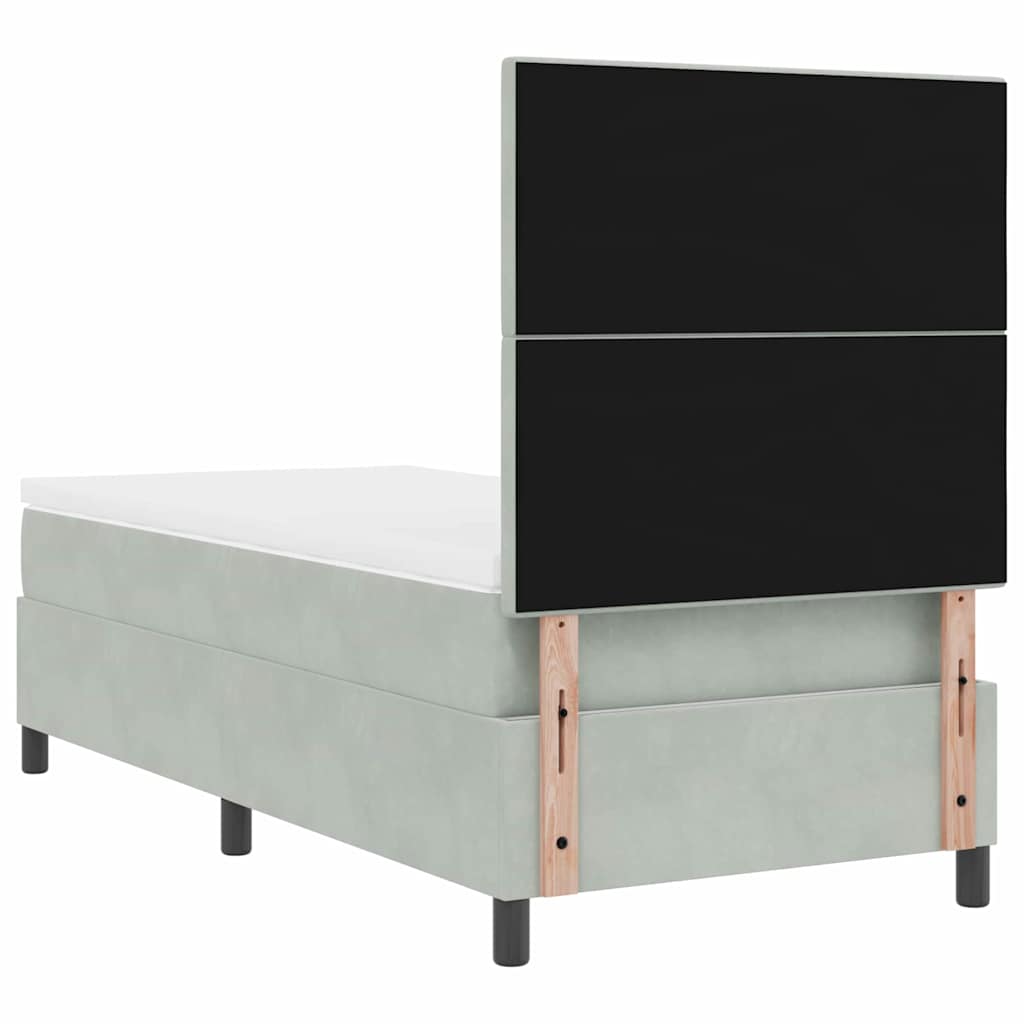 vidaXL Κρεβάτι με ελατήρια Ανοιχτό γκρι 100 x 200 cm Βελούδο