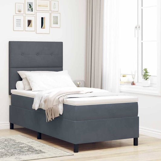 vidaXL Κρεβάτι με ελατήρια Σκούρο Γκρι 100 x 200 cm Βελούδο