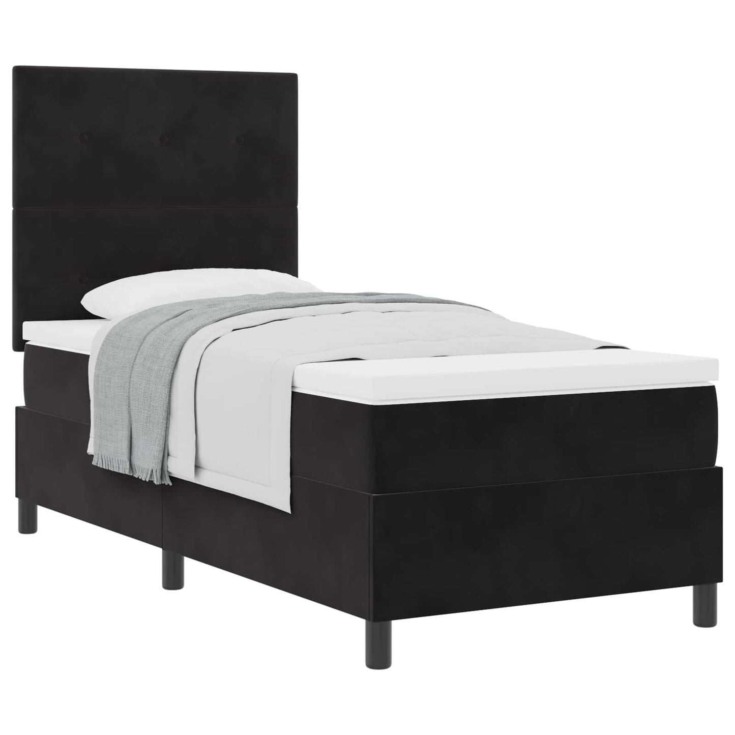 vidaXL Κρεβάτι με ελατήρια με κεφαλάρι Μαύρο 100 x 200 cm Βελούδο
