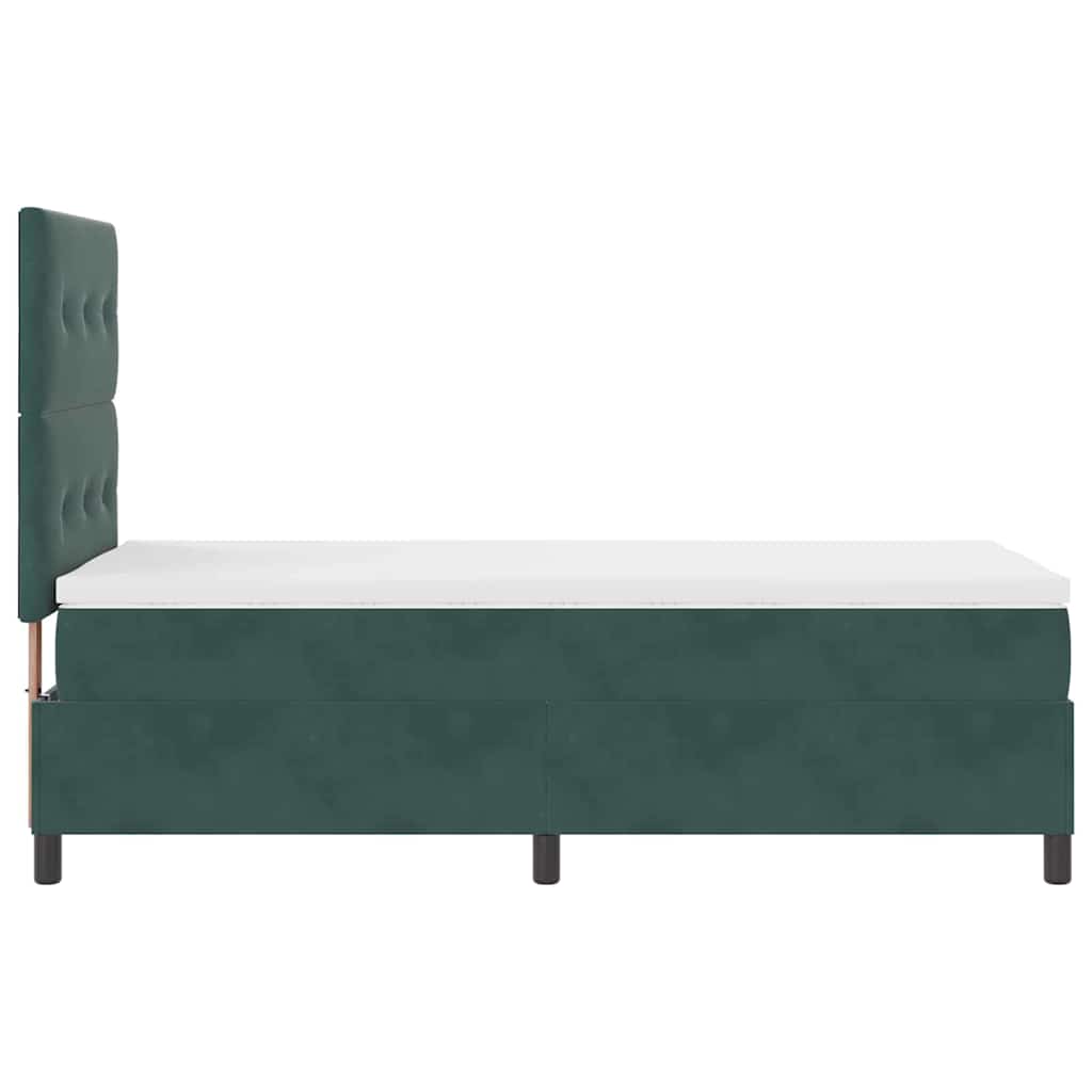 vidaXL Κρεβάτι με ελατήρια Σκούρο Πράσινο 100 x 200 cm Βελούδο