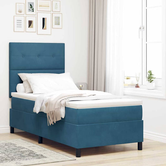 vidaXL Κρεβάτι με ελατήρια Σκούρο Μπλε 100 x 200 cm Βελούδο