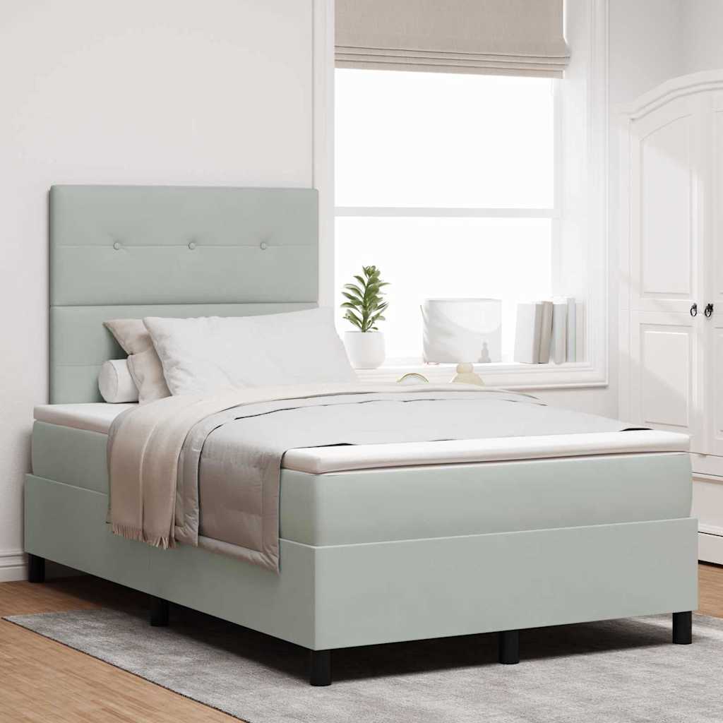 vidaXL Κρεβάτι με ελατήρια Ανοιχτό γκρι 120 x 190 cm Βελούδο