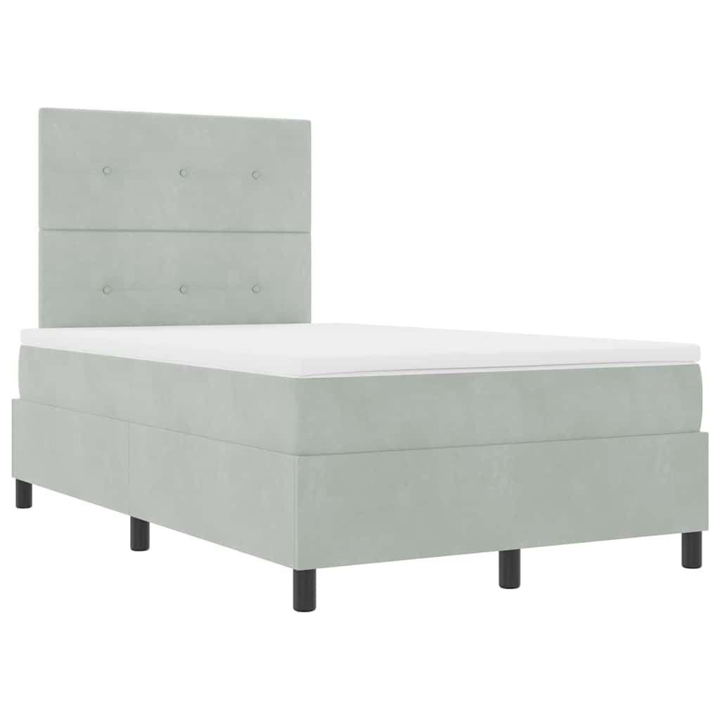 vidaXL Κρεβάτι με ελατήρια Ανοιχτό γκρι 120 x 190 cm Βελούδο