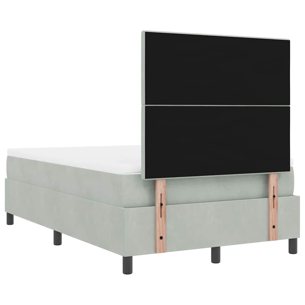 vidaXL Κρεβάτι με ελατήρια Ανοιχτό γκρι 120 x 190 cm Βελούδο